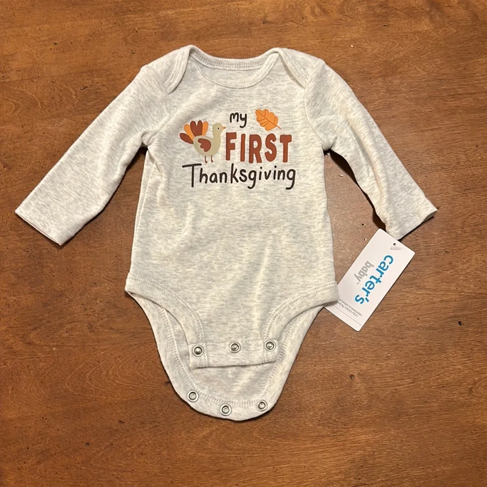 My First Thanksgiving set of 2 Turkey long sleeve 3 snap one piece